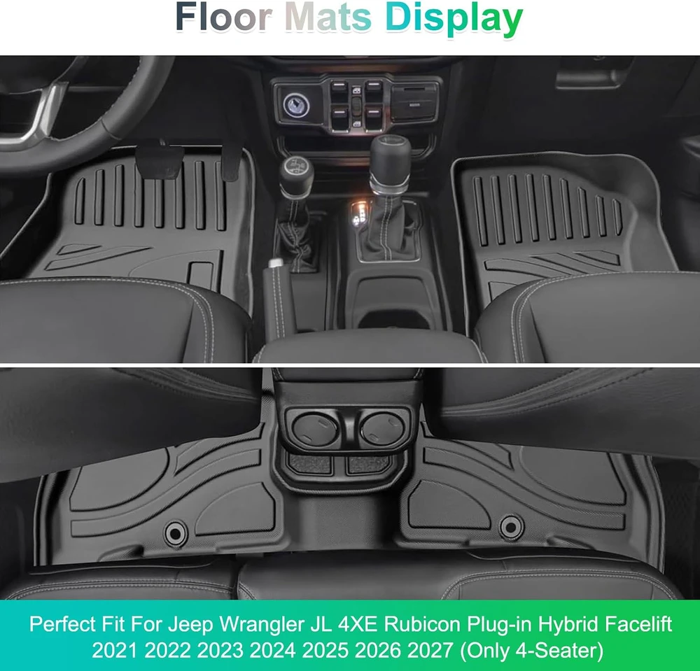 GAFAT automobilio kilimėliai Jeep Wrangler JL 4XE Rubicon Plug-in Hybrid 2021–2025, TPE