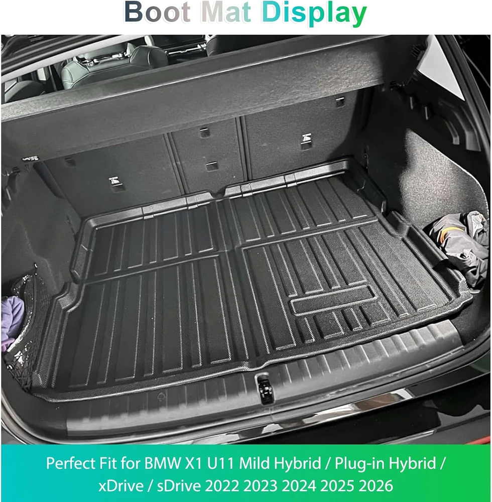 GAFAT bagažinės kilimėlis BMW X1 ir iX1 U11 2022–2026, sulankstomas TPE, 3 cm kraštas