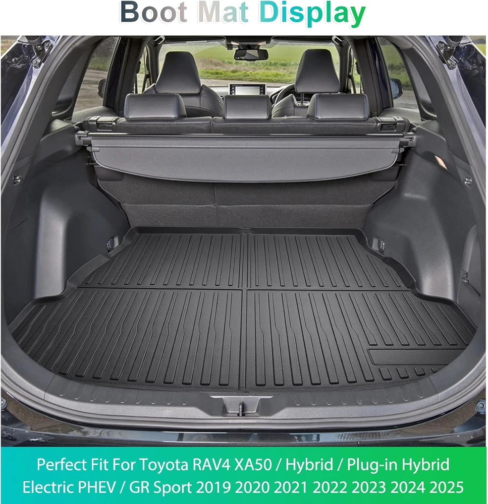 GAFAT bagažinės kilimėlis Toyota RAV4 XA50 2019–2025 iš TPE, 3 cm kraštu
