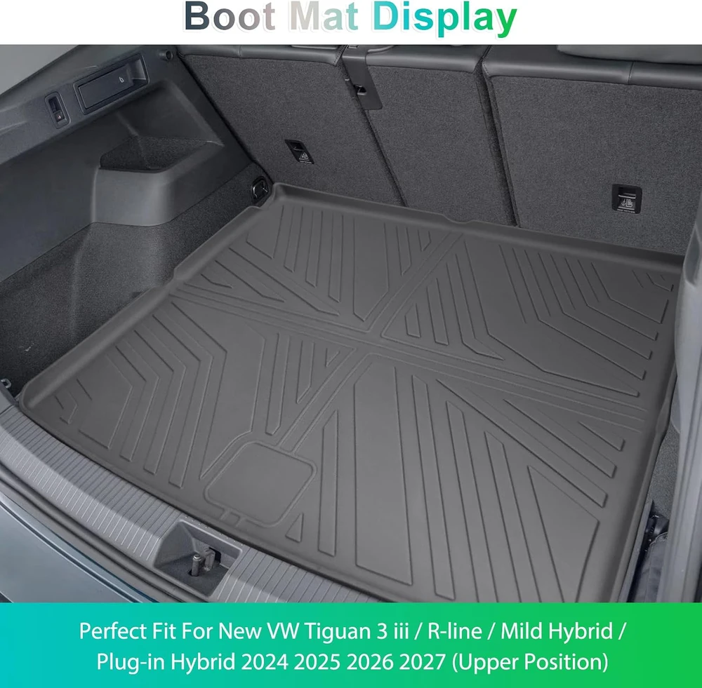 GAFAT bagažinės kilimėlis VW Tiguan 3 2024–2026, sulankstomas TPE su 3D kraštais
