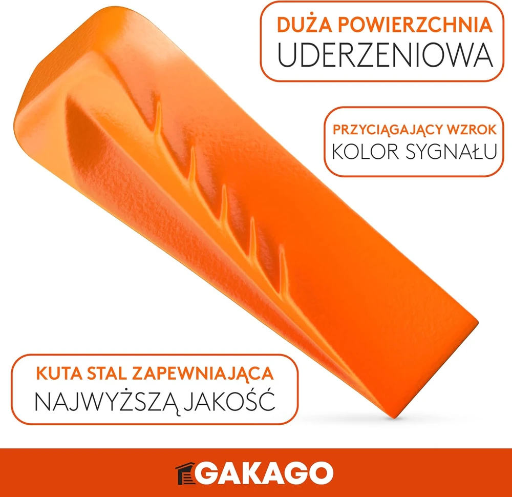 Gakago obrotinis skaldymo pleištas iš grūdintos plieninės masės, signalinė oranžinė, 1.78 kg