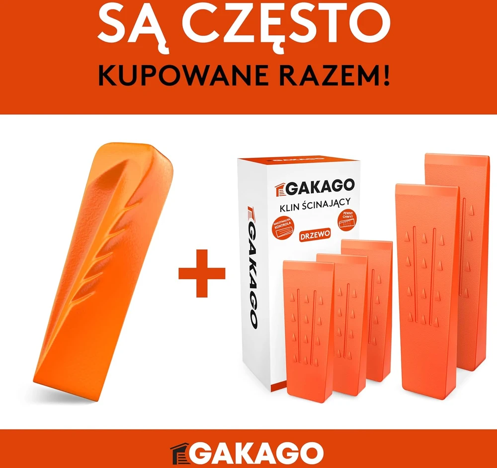 Gakago obrotinis skaldymo pleištas iš grūdintos plieninės masės, signalinė oranžinė, 1.78 kg