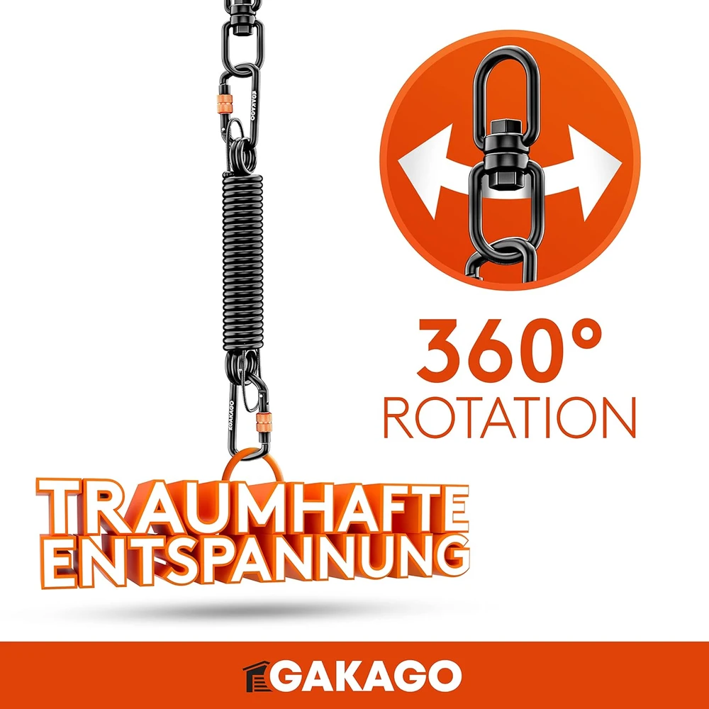 Gakago pakabinamo krėslo spyruoklė su 360° sukamuoju šarnyru, 50–120 kg, Schwingfeder Hängesessel