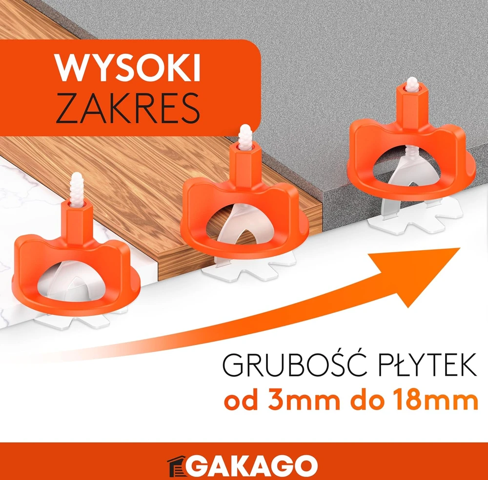 Gakago plytelių lyginimo sistema 300 dalių, 2 mm siūlėms, 3–18 mm plytelėms