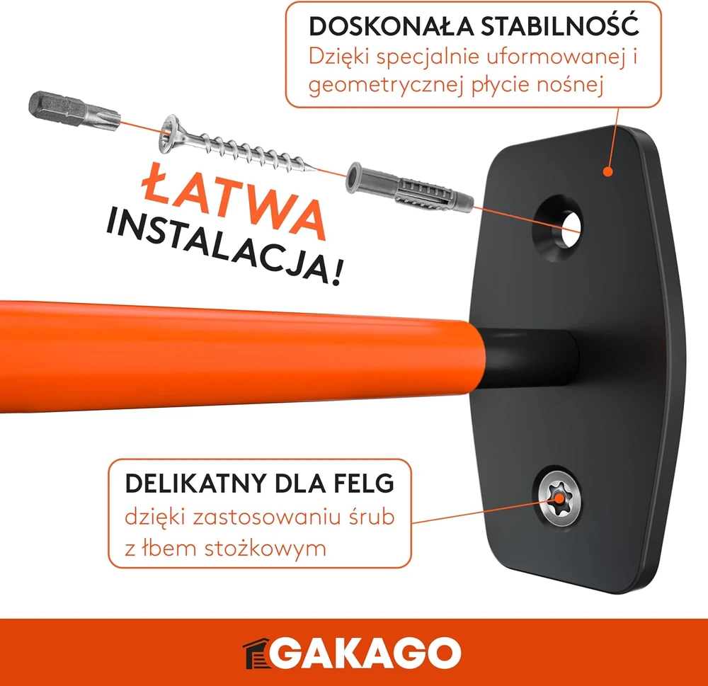 Gakago sieninis automobilių padangų ir ratlankių laikiklis, 4 vnt., iki 40 kg, Reifen Wandhalterung