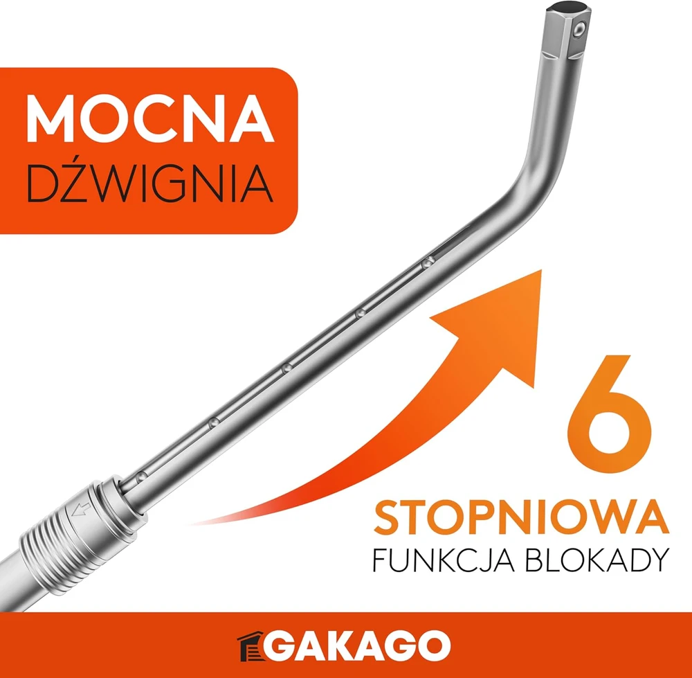 Gakago teleskopinis ratų veržlių raktas su 17/19 ir 21/23 mm galvutėmis