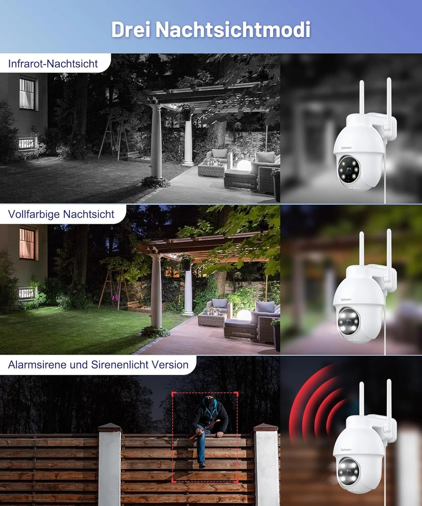 GALAYOU lauko stebėjimo kamera 2K, PTZ, Wi-Fi, IP65, naktinis matymas, Y4