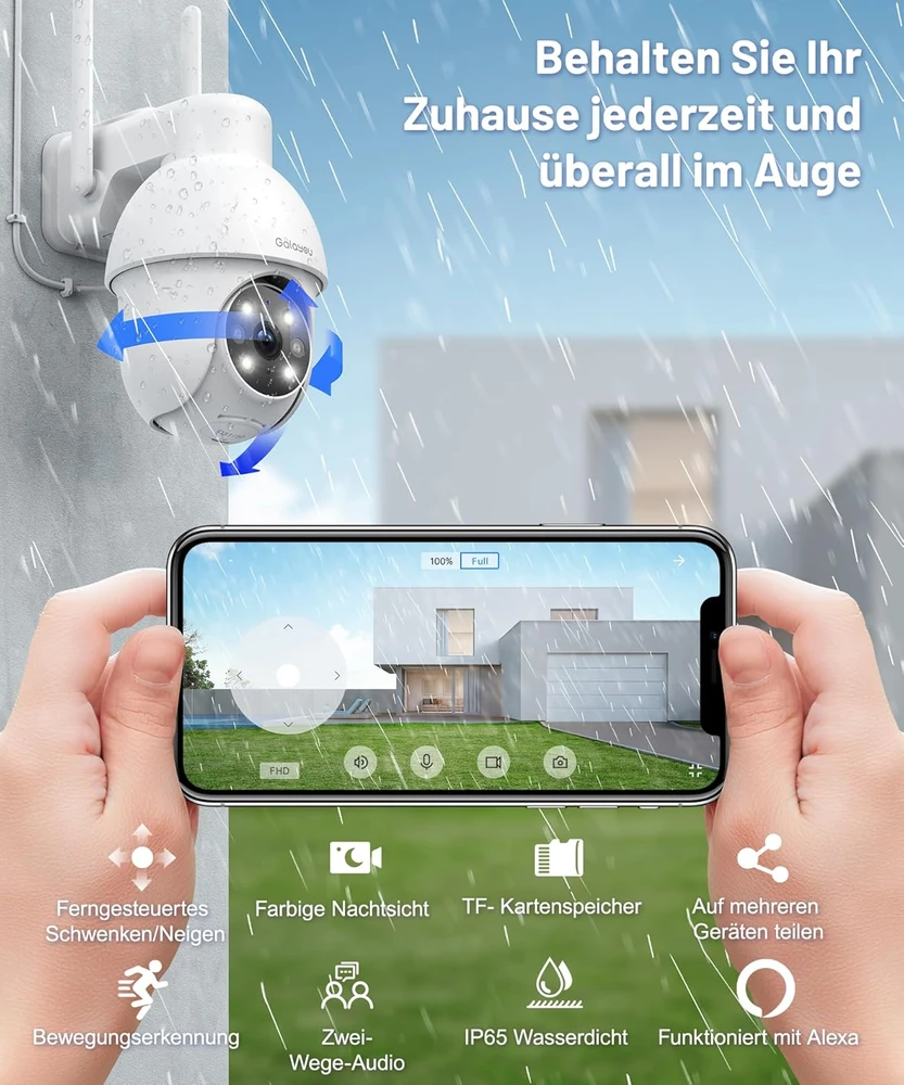 GALAYOU lauko stebėjimo kamera 2K, PTZ, Wi-Fi, IP65, naktinis matymas, Y4