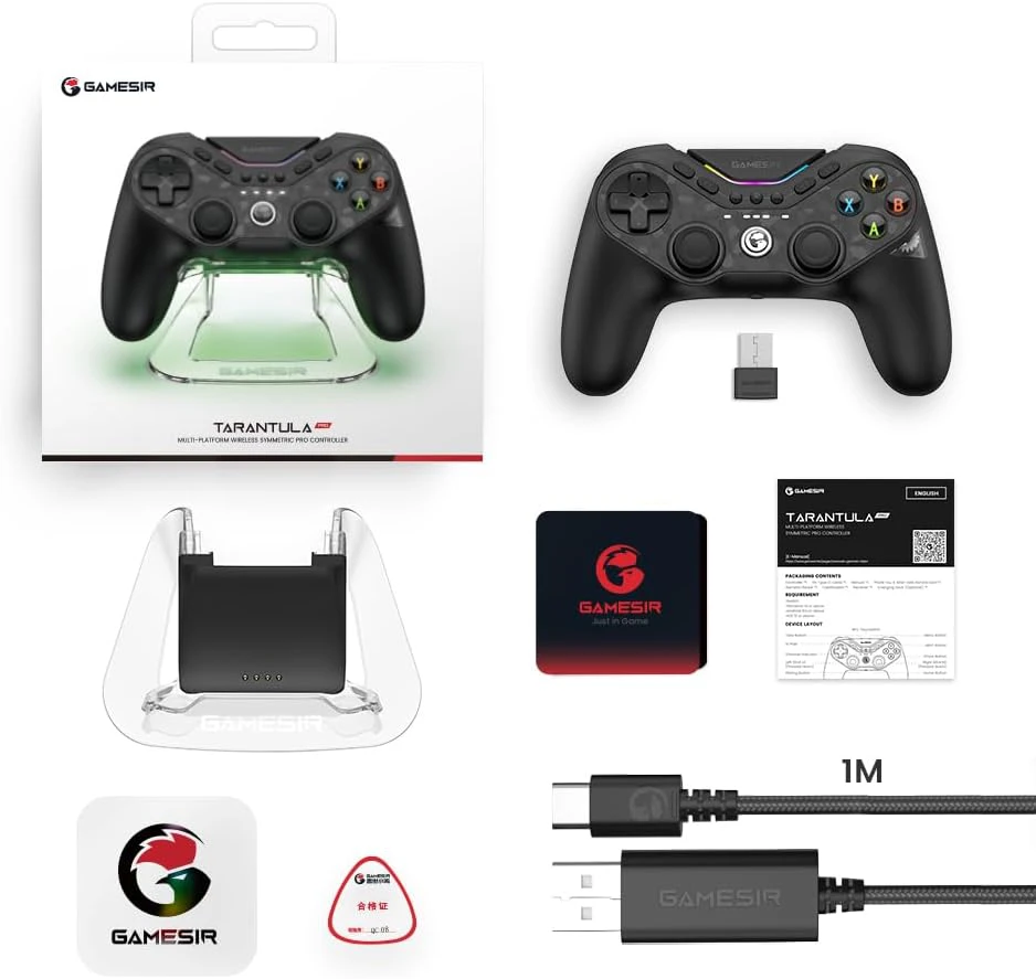 „GameSir T3 Bundle“ belaidis valdiklis „Tarantula Pro“ su įkrovimo stotele (juodas)