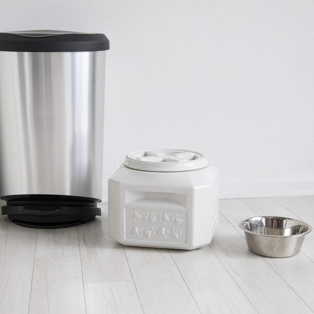 Gamma2 hermetiškas sausos gyvūnų ėdalo indas su sriegiuojamu dangčiu, 6,8kg, plastikinis, pilkas