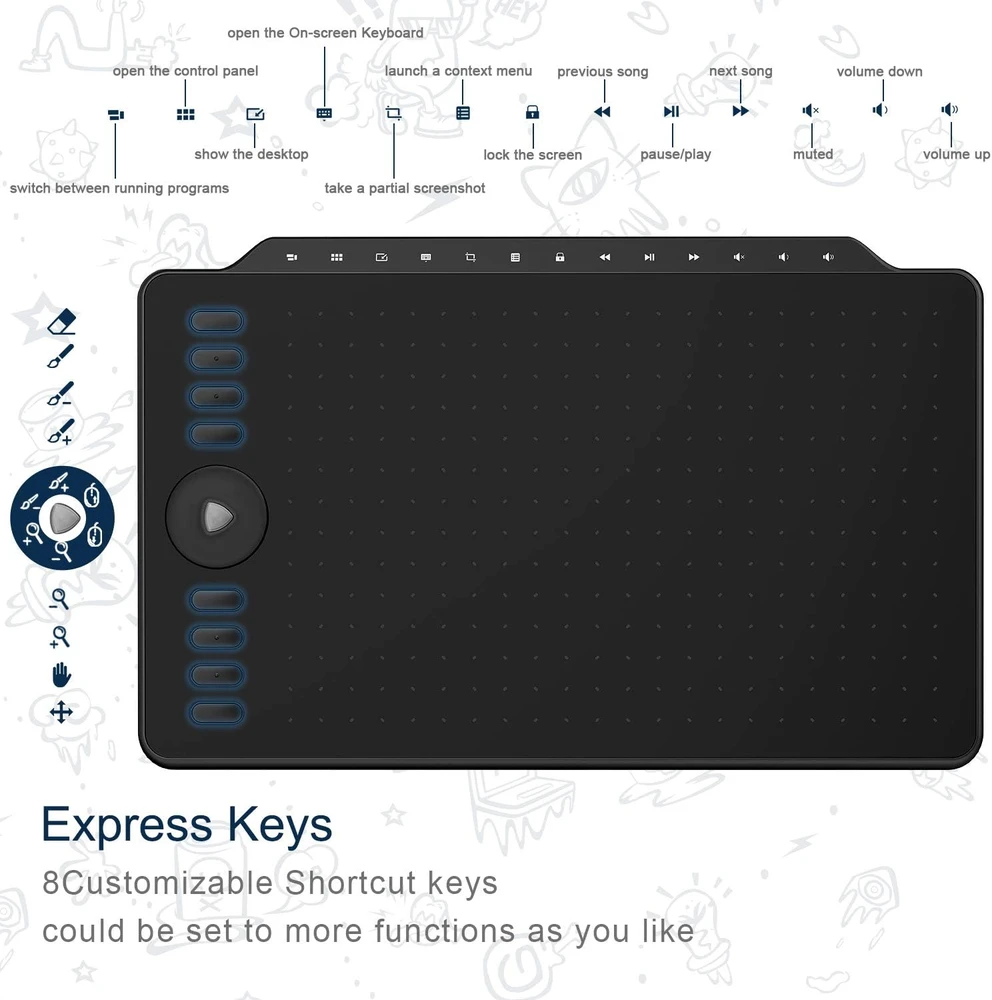 GAOMON grafinis planšetinis kompiuteris M1220 su 8192 lygių rašikliu ir USB-C