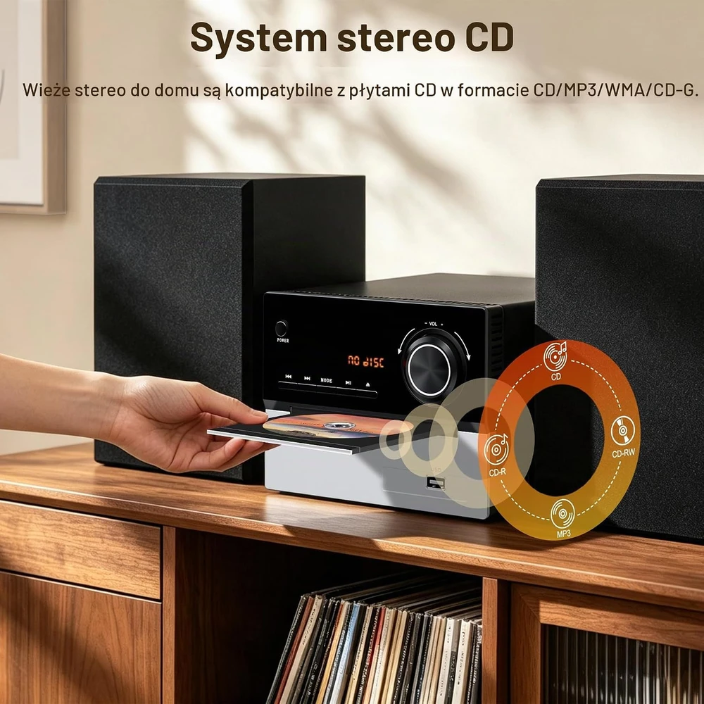 Muzikinis centras GAONAWAY namų stereo sistema su CD grotuvu, Bluetooth, USB, AUX, 30 W, GA-ESPK1-U08 EU