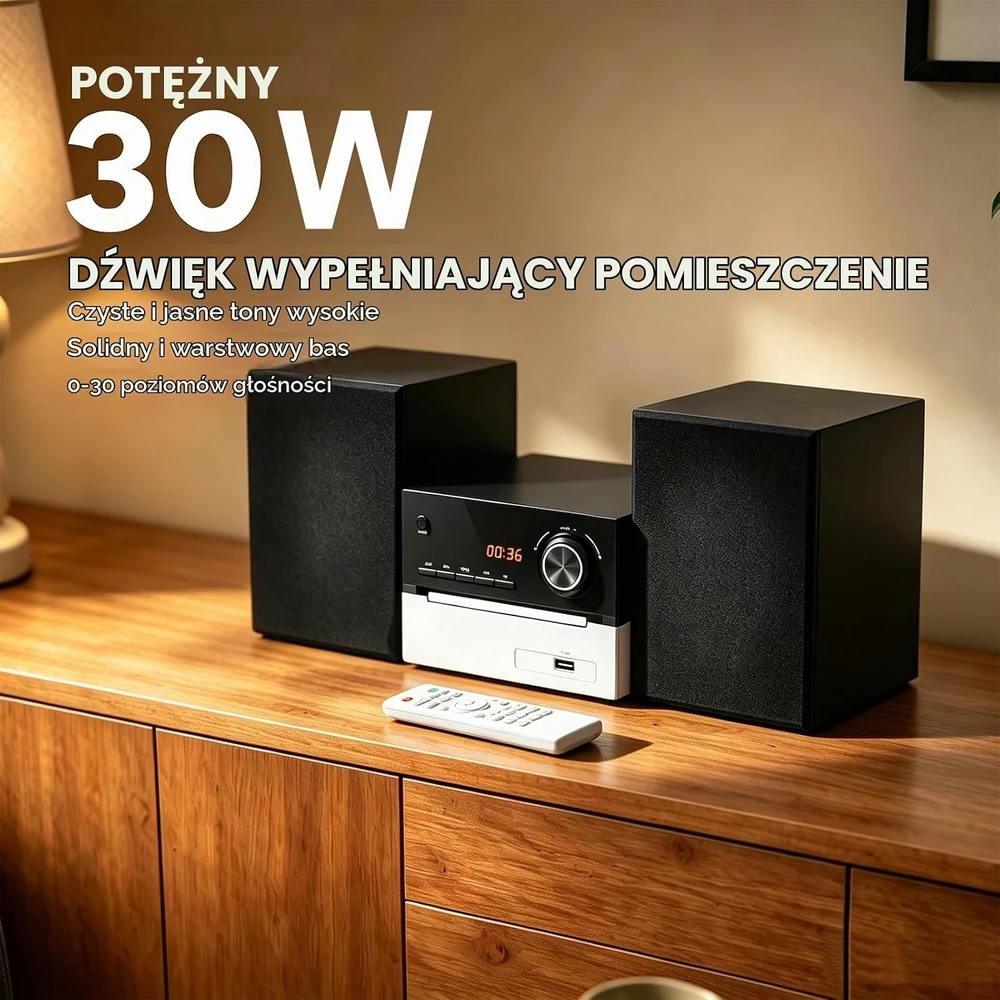 Muzikinis centras GAONAWAY namų stereo sistema su CD grotuvu, Bluetooth, USB, AUX, 30 W, GA-ESPK1-U08 EU