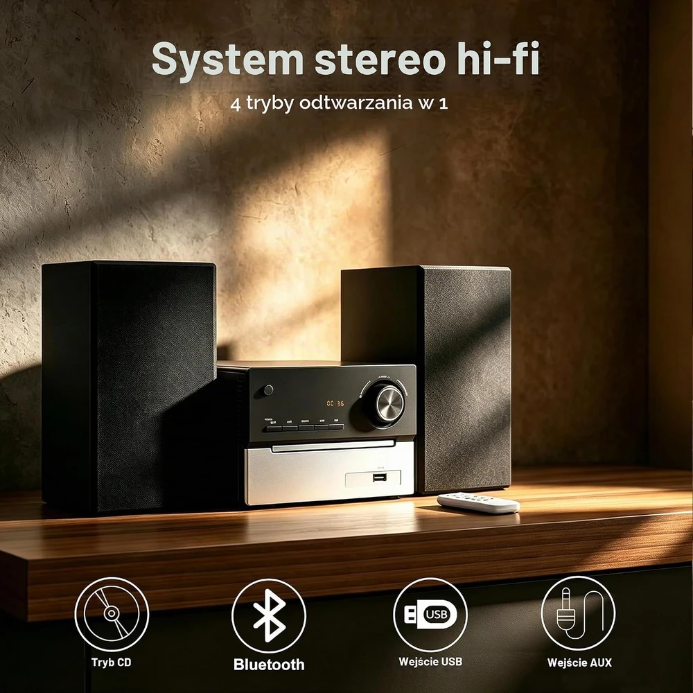 Muzikinis centras GAONAWAY namų stereo sistema su CD grotuvu, Bluetooth, USB, AUX, 30 W, GA-ESPK1-U08 EU