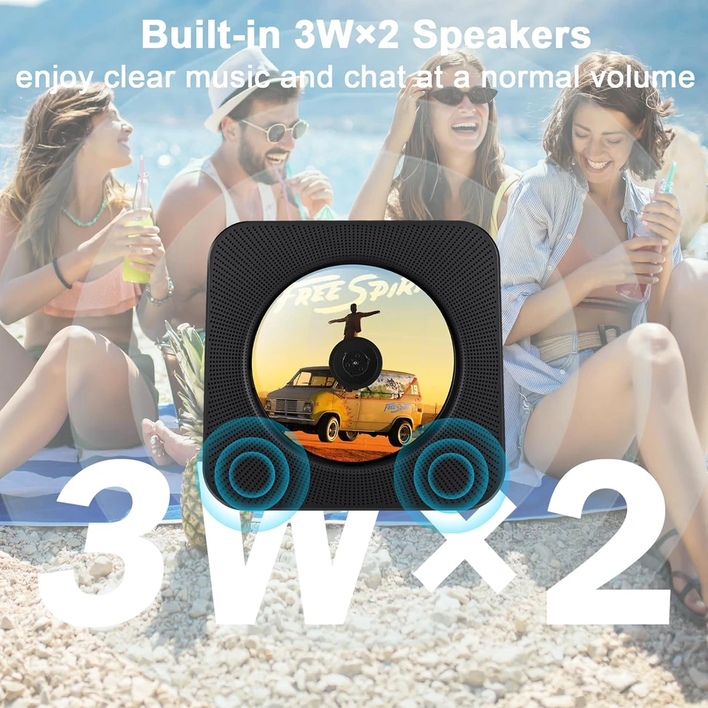 GAONAWAY nešiojamas CD grotuvas su Bluetooth, 4000 mAh baterija ir FM radiju GA-ECD-UCDDBK BY