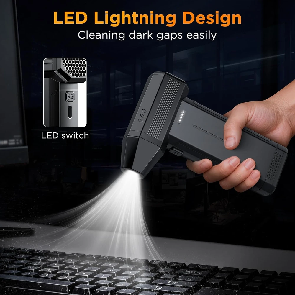 GARAID elektrinis oro pūstuvas dulkėms su LED, 150000 aps./min., 6000 mAh, W20G