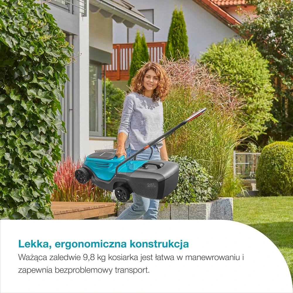 Gardena akumuliatorinė vejapjovė 30 cm pjovimo plotis, 18 V, 25 l žolės surinkimo talpa, EasyMax 30/18 V P4A (14629-20)