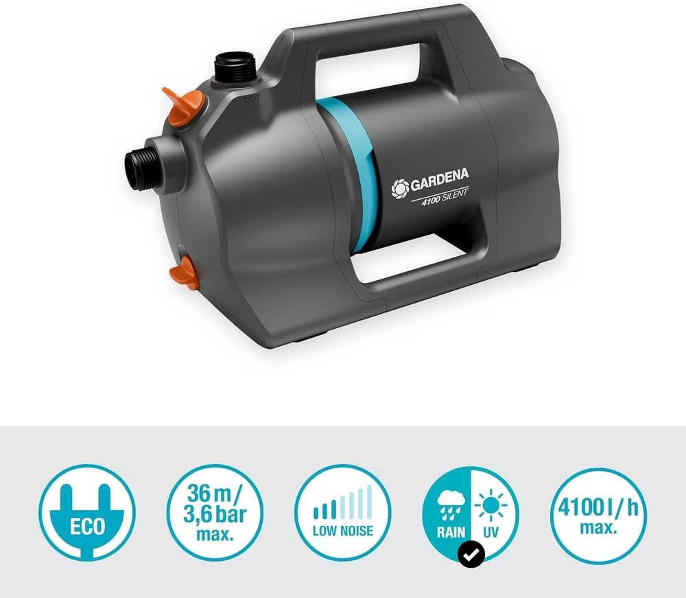 Gardena Sodo siurblys 4100 Silent, 550 W, 4100 l/h, 36 m / 3,6 bar, 7kg, apsauga nuo UV ir lietaus