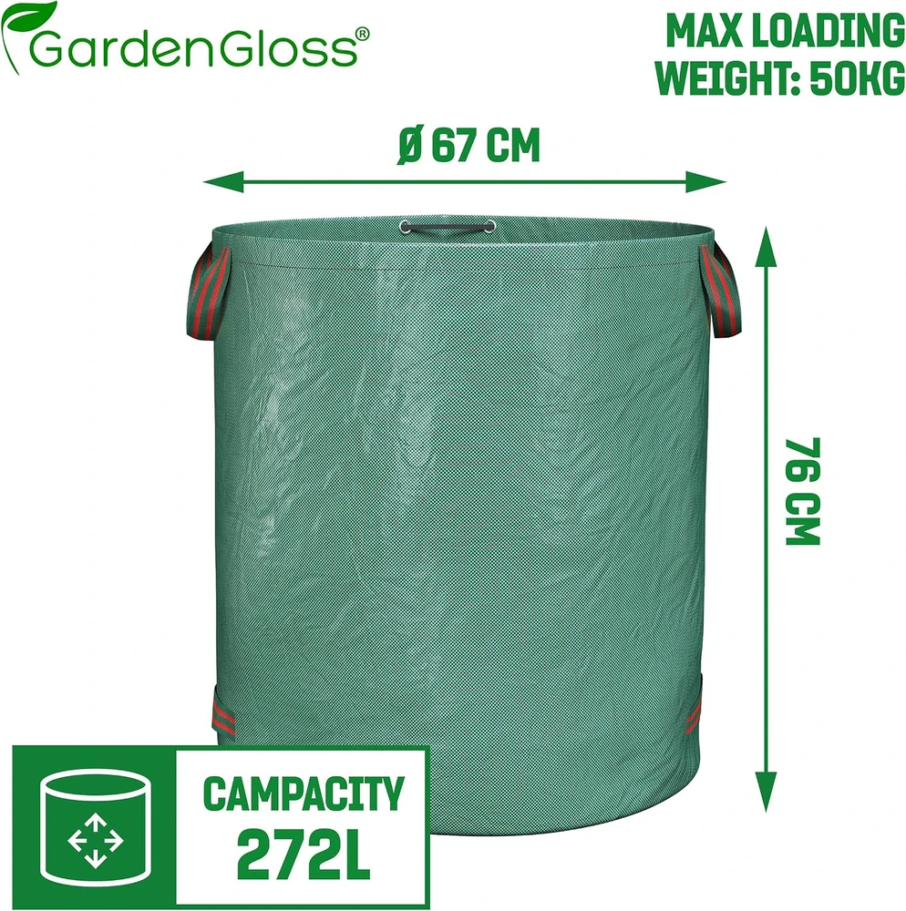 GardenGloss sodo atliekų maišai su rankenomis, 3 vnt. po 272 l, iki 50 kg