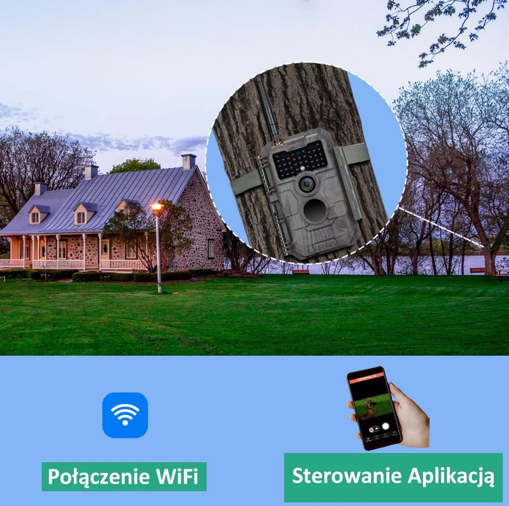 GardePro miško kamera E6 su Wi-Fi, 64 MP, 1296p vaizdo įrašymu ir 940 nm infraraudonaisiais
