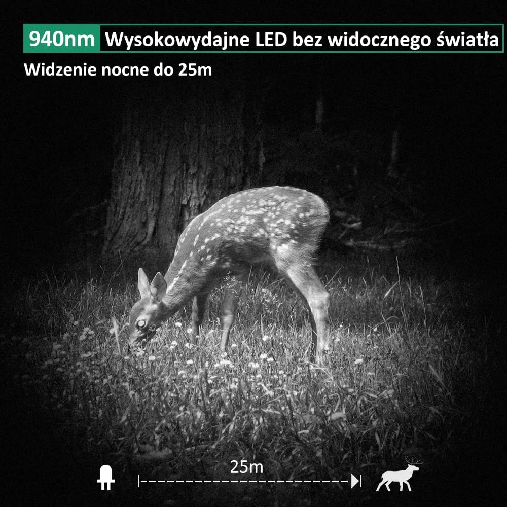 GardePro miško kamera E6 su Wi-Fi, 64 MP, 1296p vaizdo įrašymu ir 940 nm infraraudonaisiais