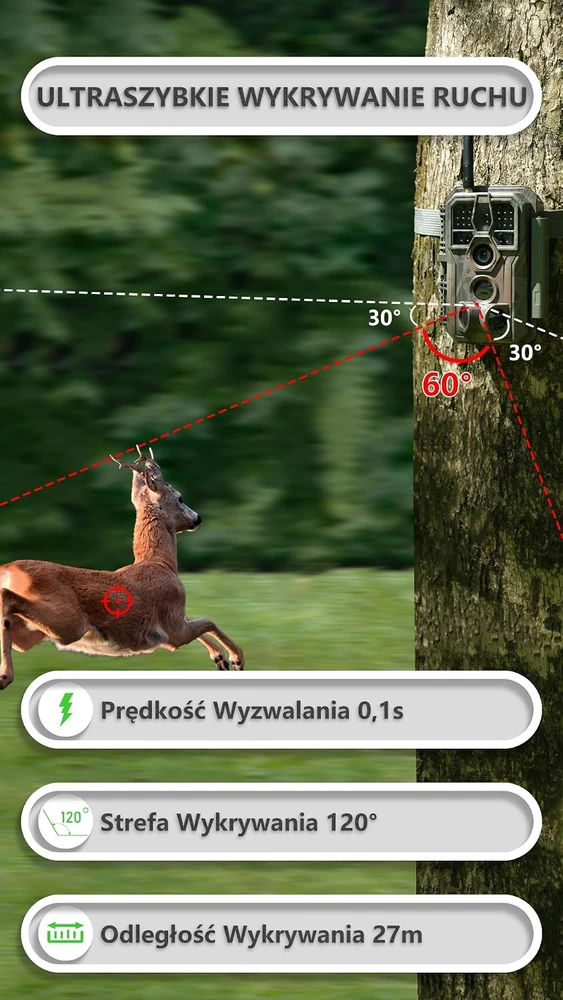 GardePro miško kamera su Wi-Fi, 64 MP, 1296P vaizdu, 8000 mAh, E8PMB