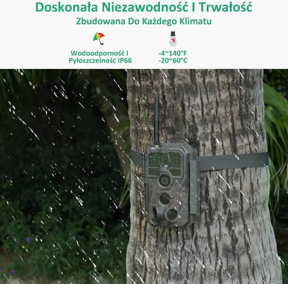 GardePro miško kamera Wi-Fi su mobiliąja programėle, 64 MP, 1296p vaizdo įrašai, IP66, E8