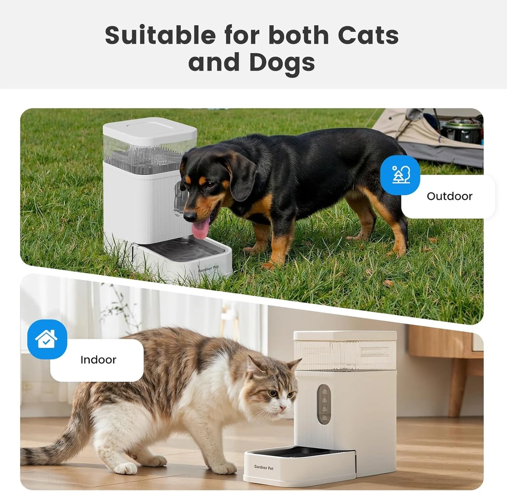 Gardner Pet automatinis gravitacinis vandens dozatorius augintiniams, 8,5 l talpa, nerūdijančio plieno dubuo