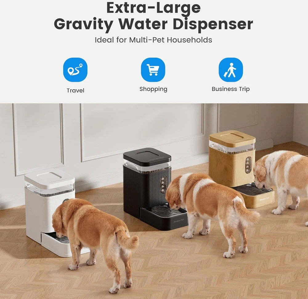Gardner Pet automatinis vandens dozatorius šunims ir katėms, 6,5 l, nerūdijančio plieno dubuo, juodas