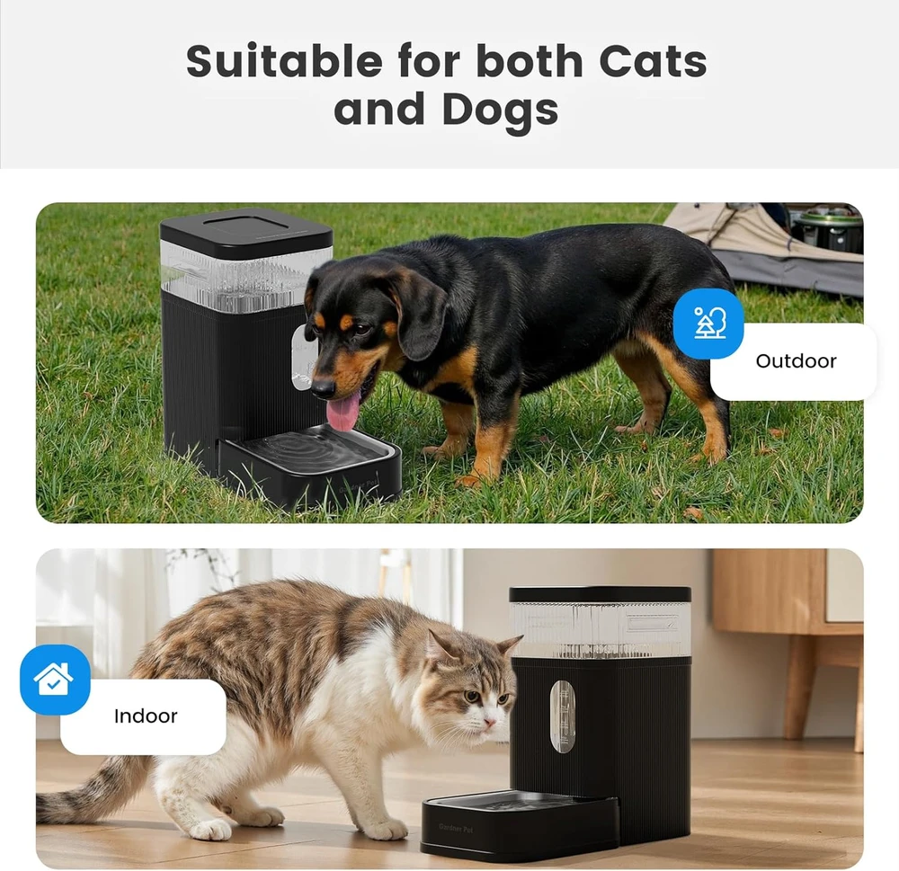 Gardner Pet automatinis vandens dozatorius augintiniams, nerūdijančio plieno dubuo, 8,5 l, juodas