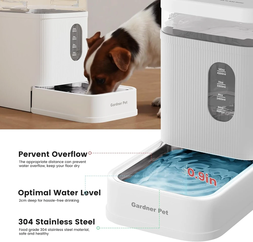 Gardner Pet automatinis vandens dozatorius gyvūnams, 6,5 l talpos, nerūdijančio plieno dubenėlis
