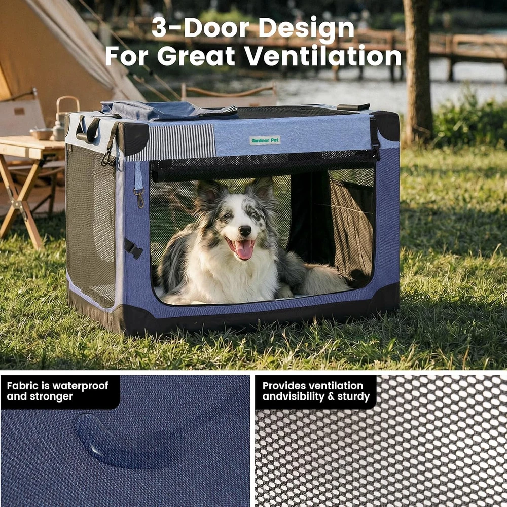 Gardner Pet sulankstomas transportavimo narvas šunims 76 × 53 × 53 cm, GP02I4025BL01