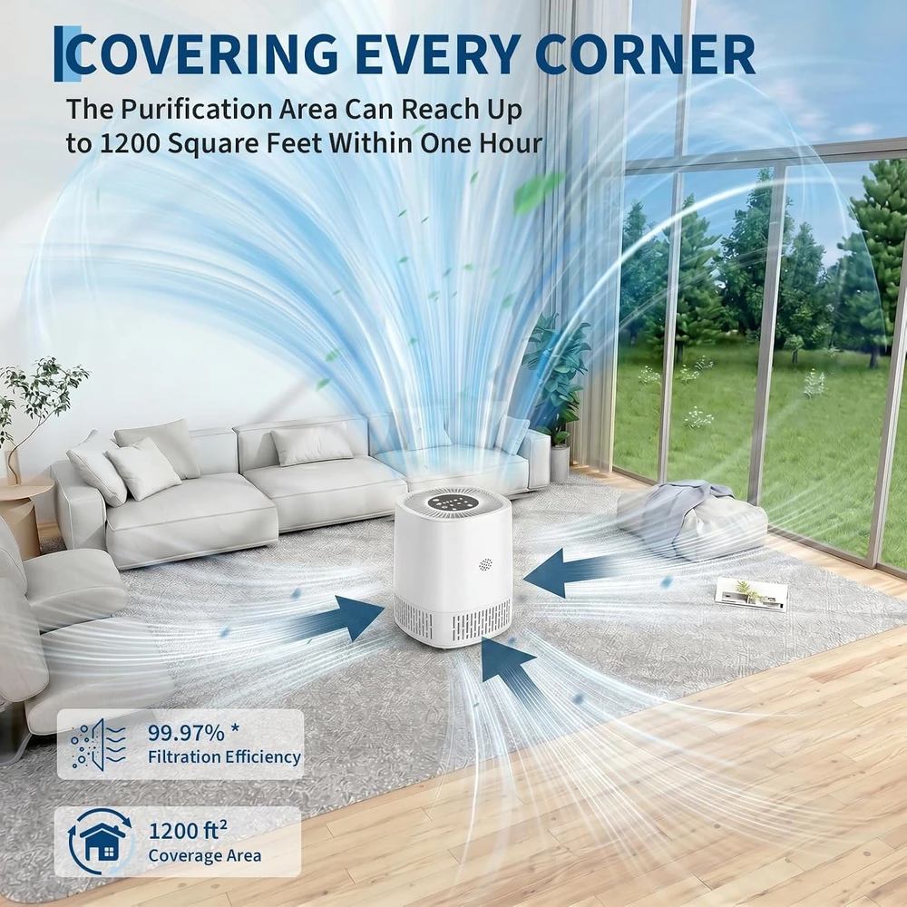 GarveeHome oro valytuvas su H13 HEPA filtru, CADR 100 m³/h, iki 15 m², bW9-cf-emY-Vy2LTw311Q