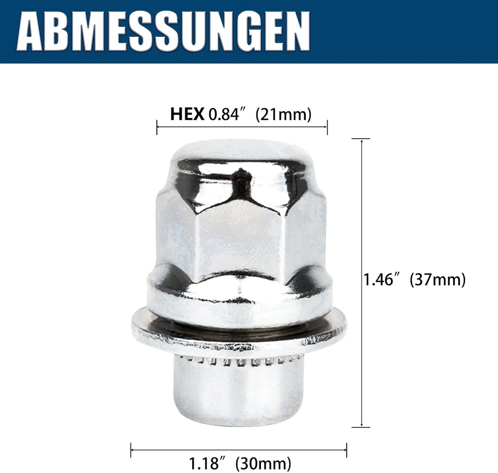 GAsupply chromuotos ratų veržlės M12 x 1.5, 37 mm, SW21, 20 vnt., 5307S