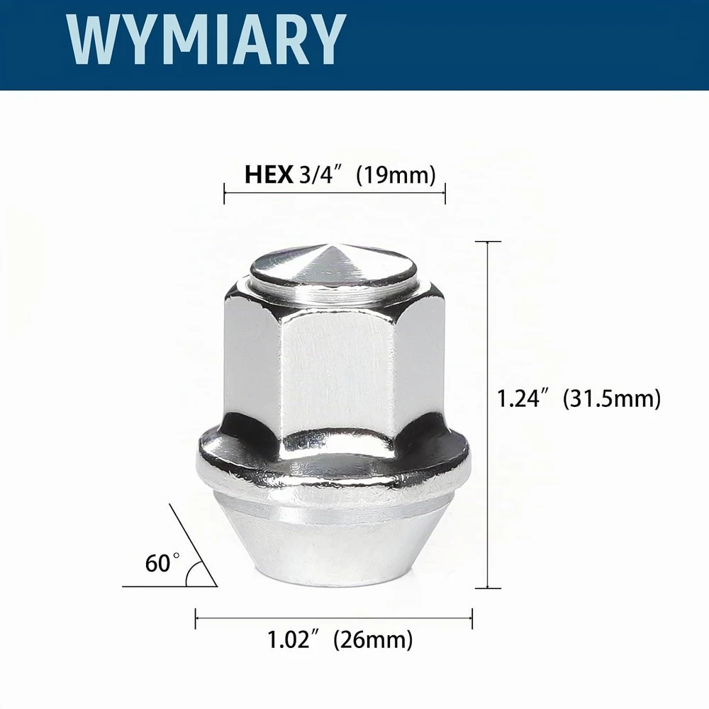 GAsupply uždaros ratų veržlės M12 x 1.5, rakto dydis 19 mm, 20 vnt., 303B20