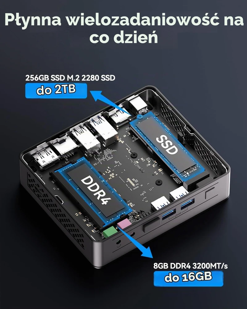 GEEKOM mini kompiuteris Air12 Lite su Intel N95, 8 GB RAM ir 256 GB SSD
