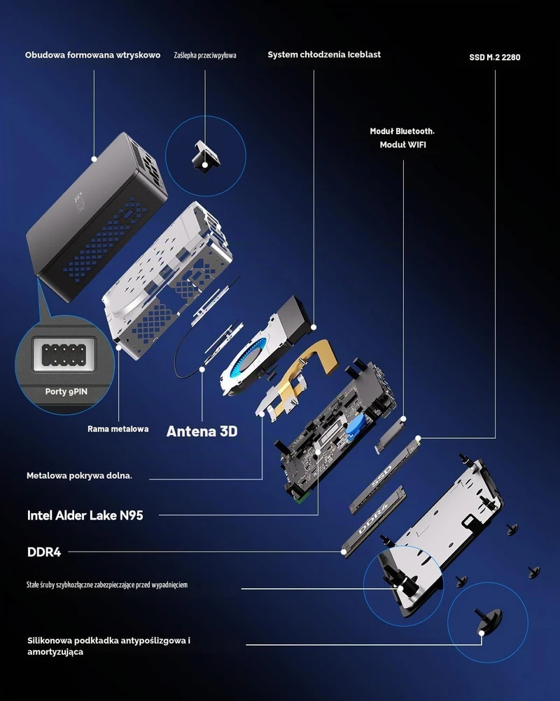 GEEKOM mini kompiuteris Air12 Lite su Intel N95, 8 GB RAM ir 256 GB SSD