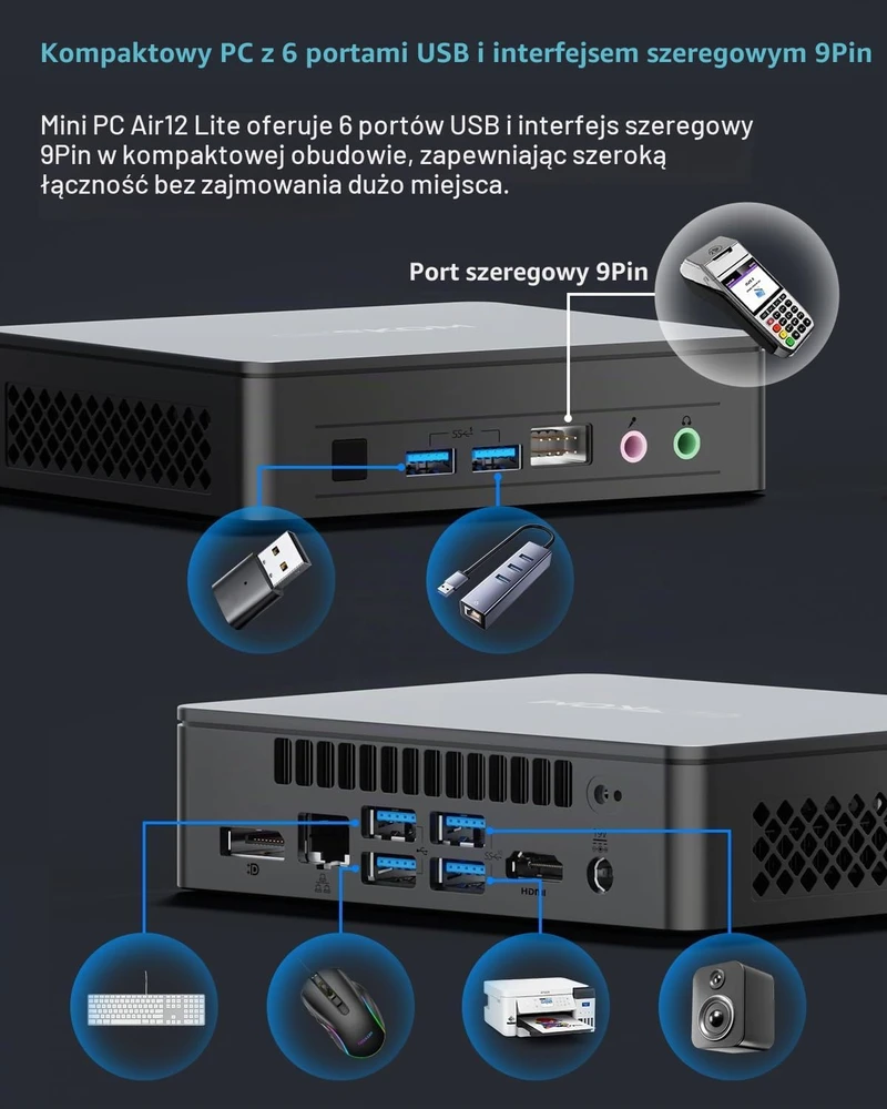 GEEKOM mini kompiuteris Air12 Lite su Intel N95, 8 GB RAM ir 256 GB SSD