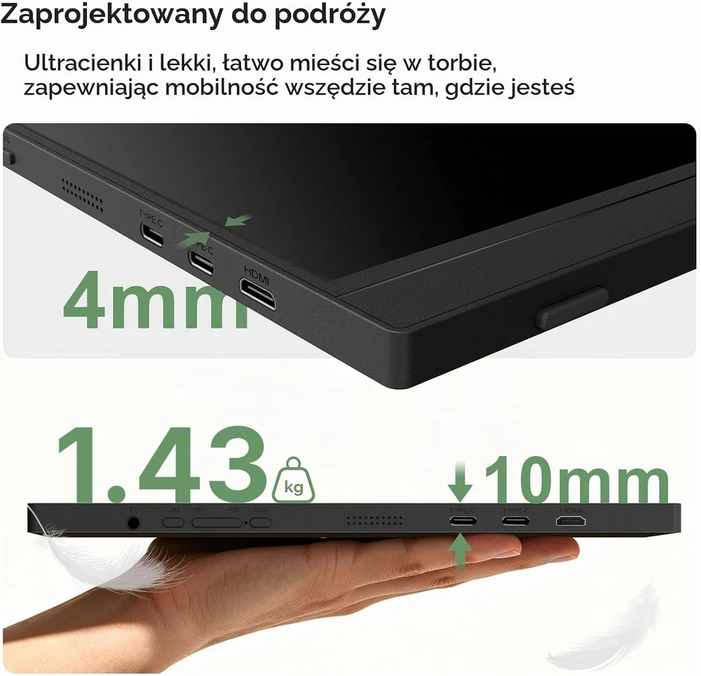 GEESUU nešiojamas monitorius 15.6 col. FHD IPS HDR 60 Hz M156L1F