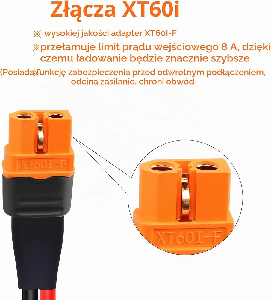 GELRHONR saulės modulio kabelio adapteris XT60i-F, 2 m, 12 AWG, 200 W, GELRHONR-2M-XT60i