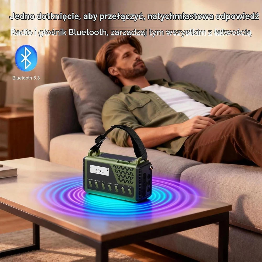 Gemmac avarinis saulės radijas Bluetooth AM/FM/SW su 10 000 mAh maitinimo banku 1199SW