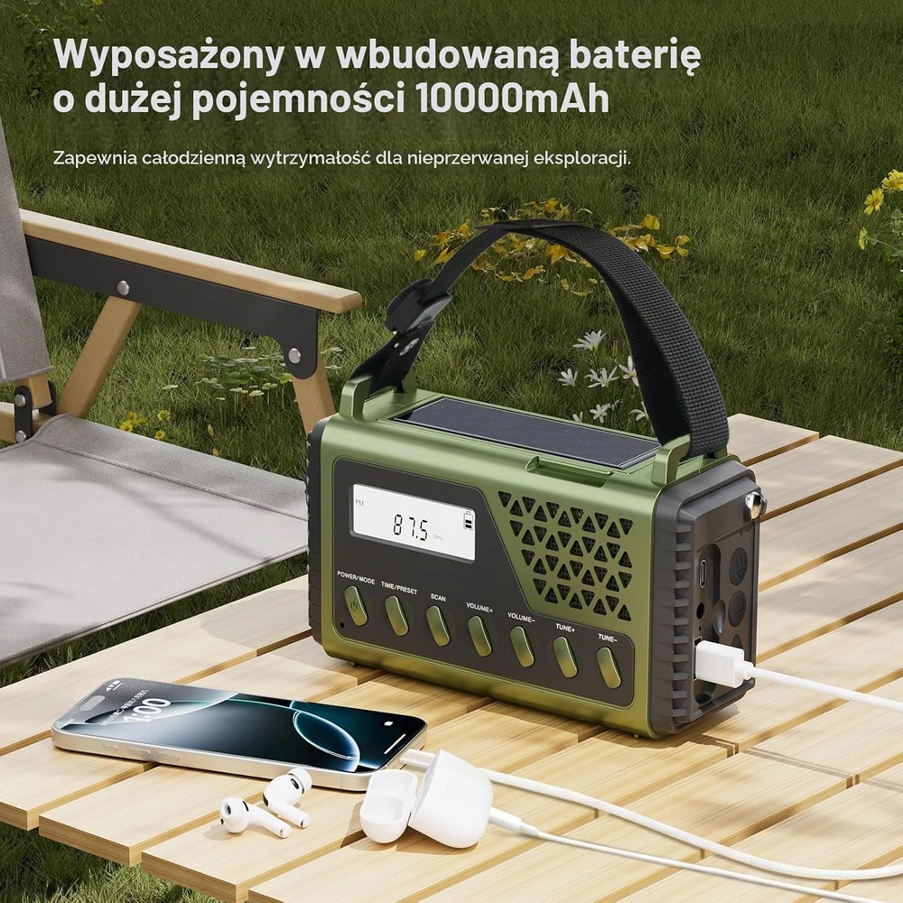 Gemmac avarinis saulės radijas Bluetooth AM/FM/SW su 10 000 mAh maitinimo banku 1199SW
