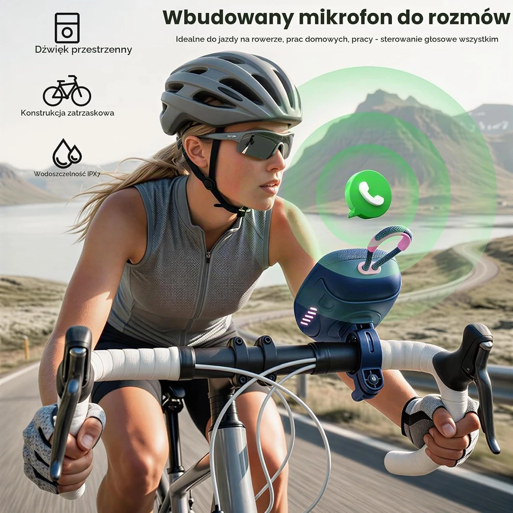 Gemmac Bluetooth dviračio garsiakalbis su vairo laikikliu, IPX7, 5 W, CS23 PLUS