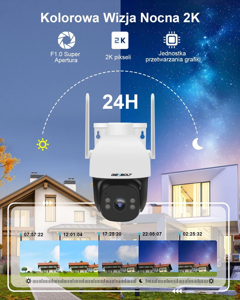 GENBOLT belaidė saulės stebėjimo kamera 4G LTE, 2K raiška, F1.0 diafragma, išorės montavimas, GB203K-4G