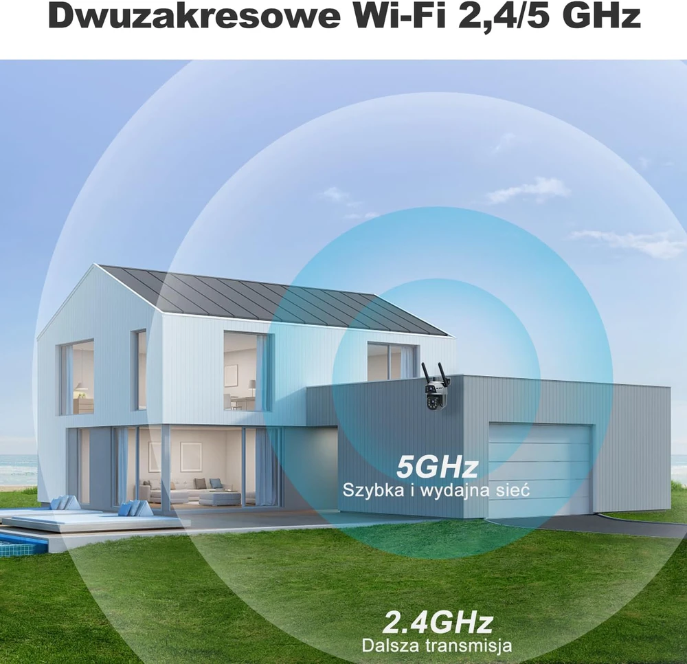 GENBOLT išorinė IP kamera su dvigubu objektyvu, 360° stebėjimu, Wi-Fi 2.4/5 GHz, spalvotu naktiniu matymu, modelis GB201HG