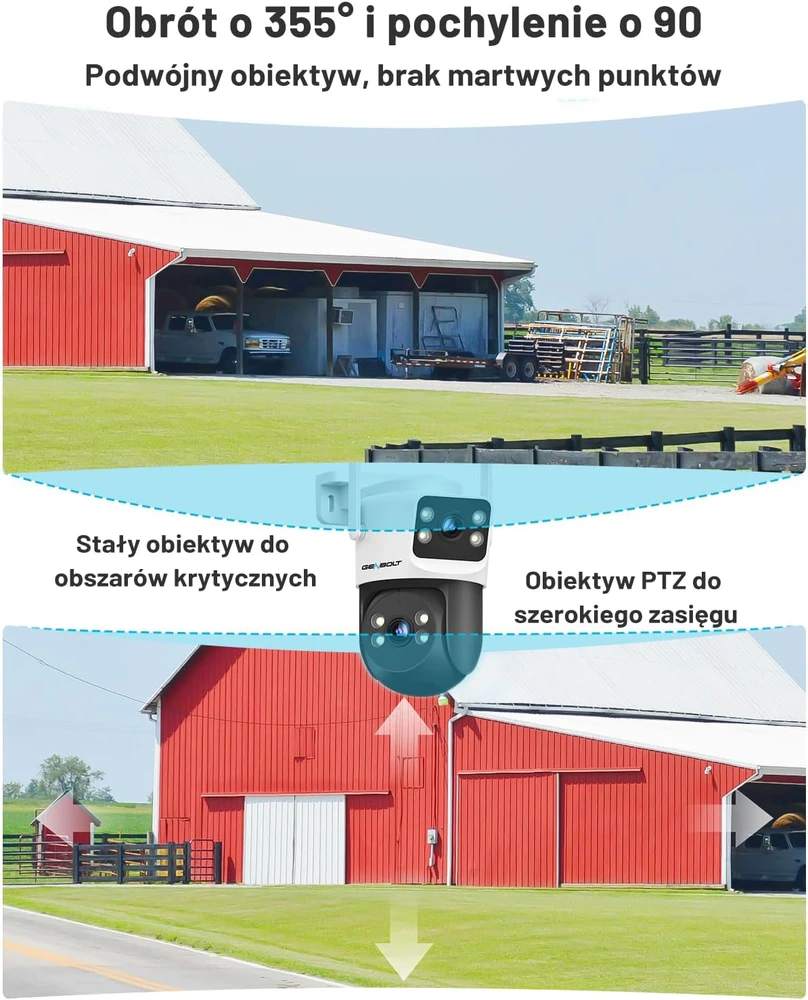 GENBOLT lauko 4G LTE vaizdo stebėjimo kamera su dvigubu objektyvu, PoE, IP66, GB201HN-4G