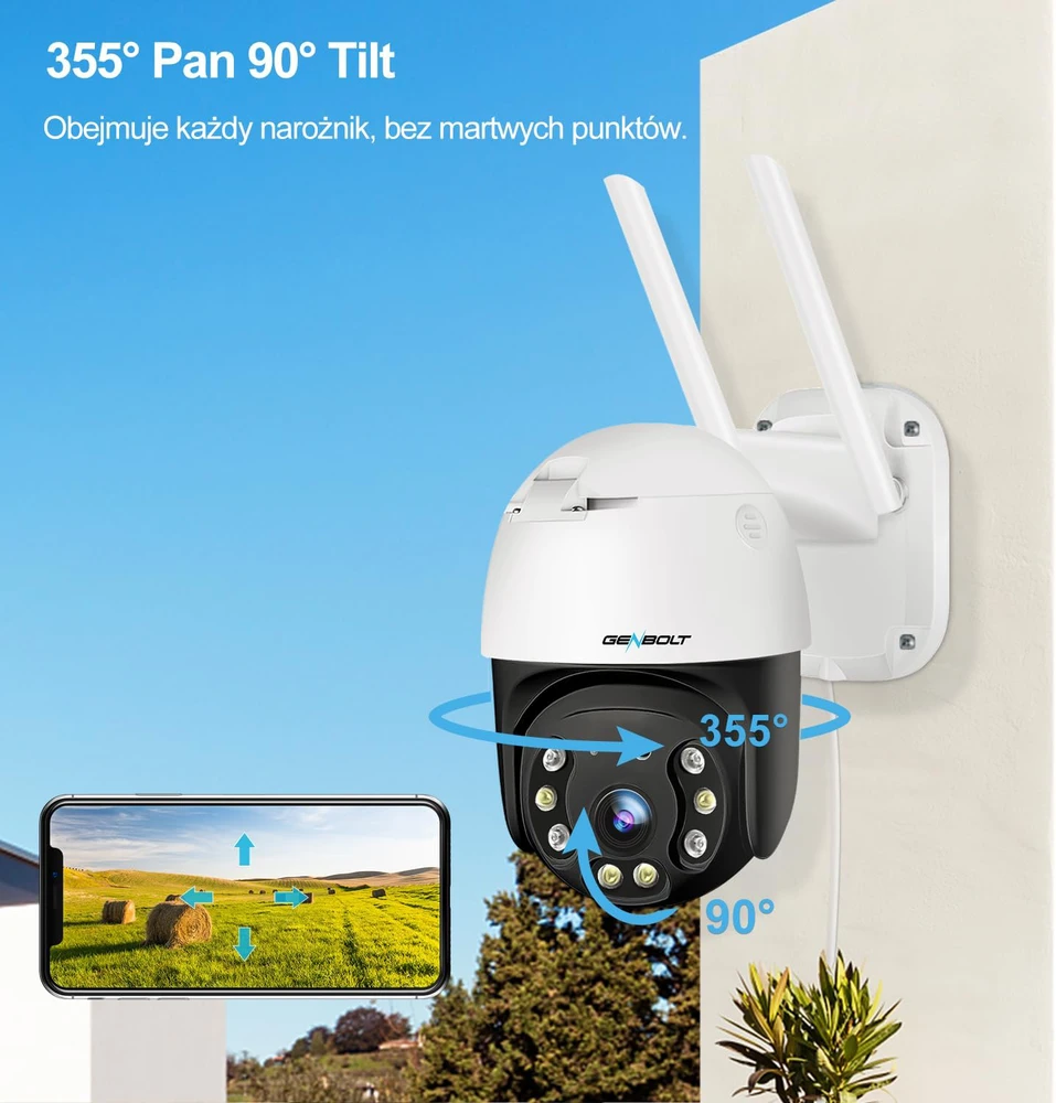 GENBOLT lauko IP kamera 2K 3G/4G LTE su sukiojama PTZ, naktiniu matymu, PoE, modelis GB213H-4G