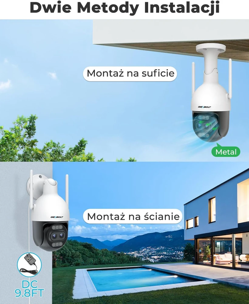 GENBOLT lauko IP kamera su 4K 8 MP vaizdo raiška, Wi-Fi ir PoE, 10X hibridiniu priartinimu, modelis GB202V
