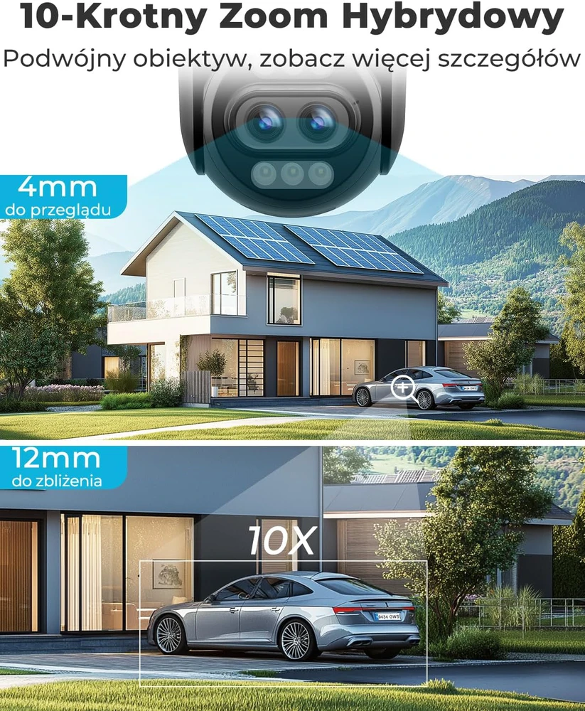 GENBOLT lauko IP kamera su 4K 8 MP vaizdo raiška, Wi-Fi ir PoE, 10X hibridiniu priartinimu, modelis GB202V