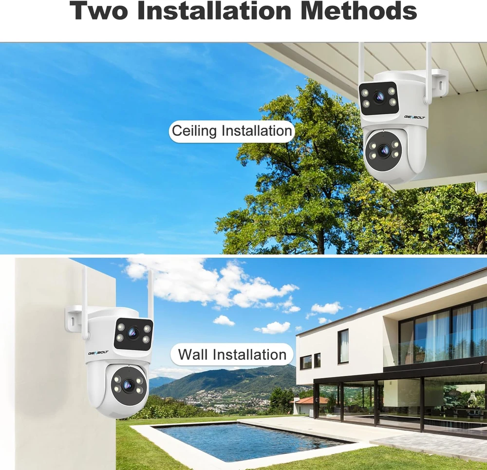 GENBOLT lauko PTZ IP kamera, Wi-Fi 2.4/5 GHz, PoE, 4x priartinimas, naktinis matymas, GB201H